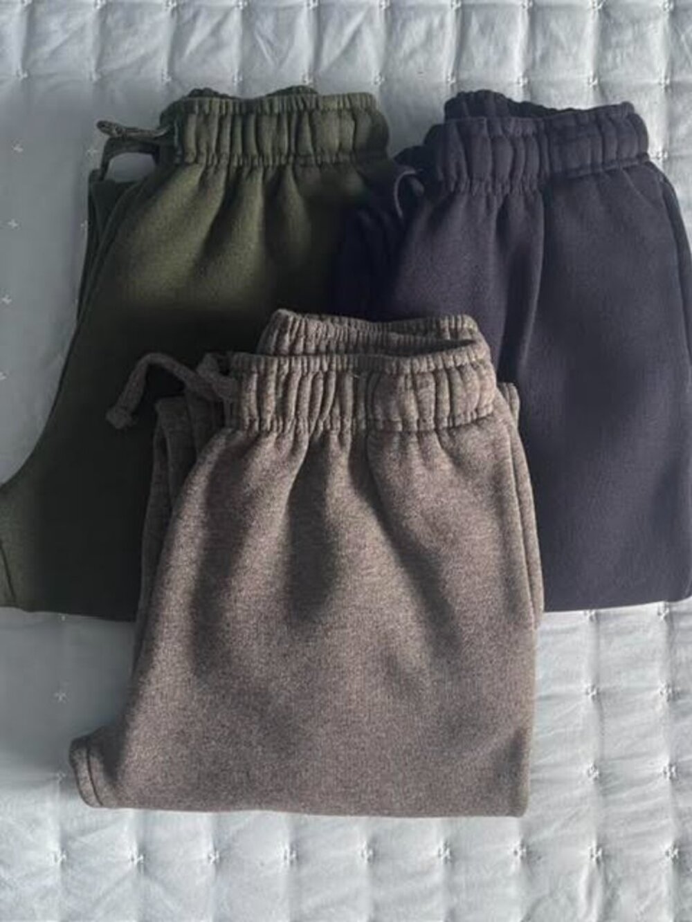 Boys 10/12 Everyday Kids Fleece Jogger Sweatpants 3 Pack Navy Gray Green